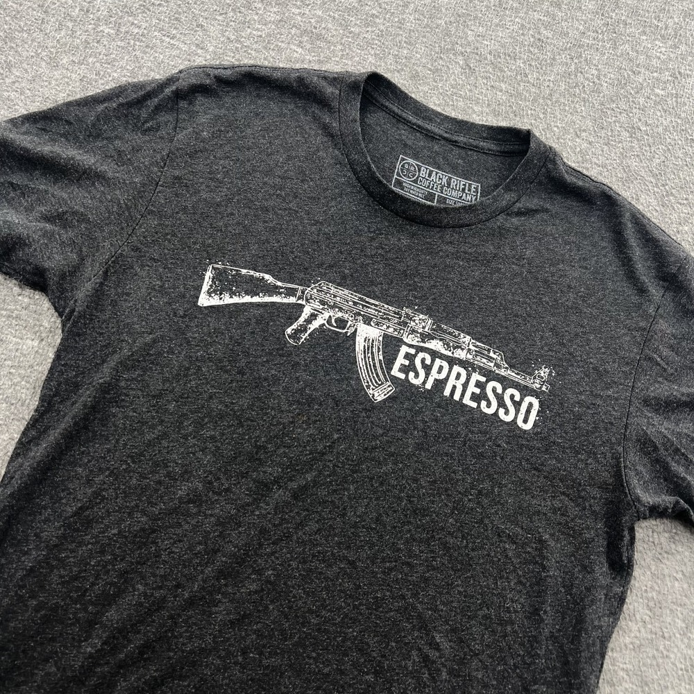 Black Rifle Coffee Expresso Shirt Mens M Gray Veteran American USA Tactical